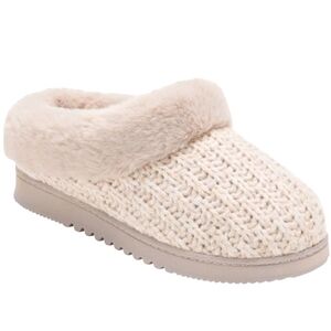 Dearfoams Cream Knit Women's Slippers Size Medium 7-8